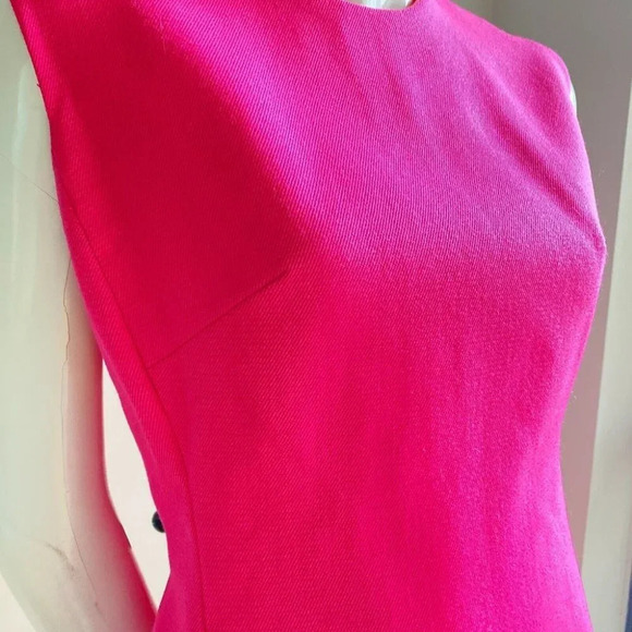 Vintage Barbie Candy Pink Sleeveless  Short Wool Blend Dress M - Picture 4 of 8
